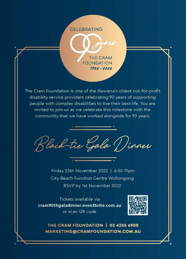 Invitation The Cram Foundation 90th Anniversary Gala Dinner